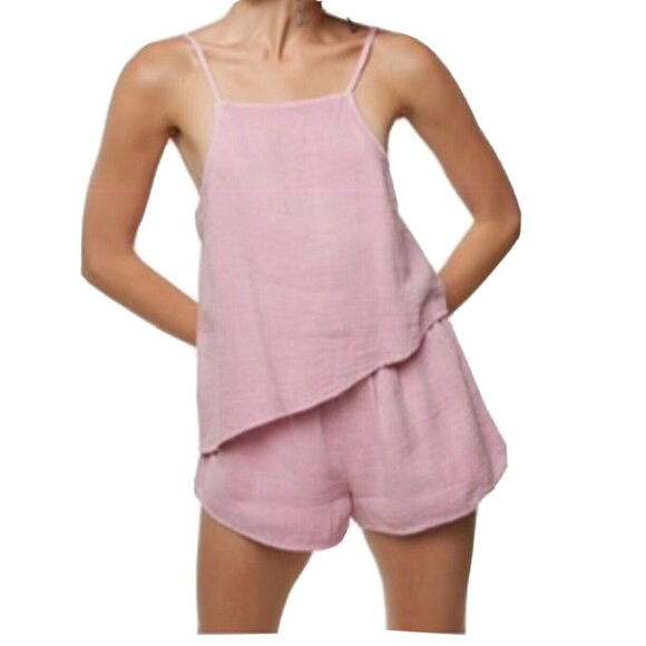 O'Neill Pants - O'neill Vinnie Square Neckline Pink Women's Romper Shorts Size XL NEW W/TAGS